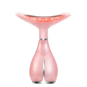 Wholesale Beauty Factory Heating Anti-aging LED Neck Device Portable Electric Double Chine Remover Facial Massager Device