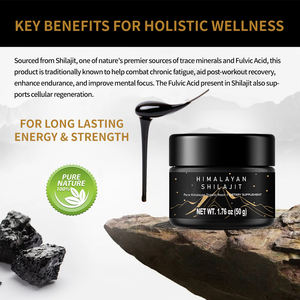 Suplementos de Resina Shilajit Pura do Himalaia 50g com Rótulo Privado Personalizado por Atacado, 75% de Ácido Fúlvico com Colher - Product Image 2