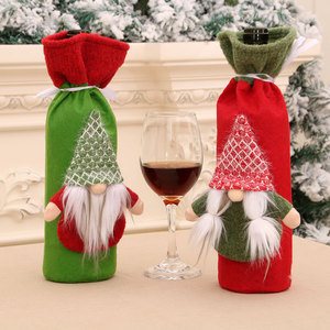 New cross-border Christmas wine bottle <b>cover</b>/sleeve <b>cover</b>, home dining <b>table</b> decoration, Santa Claus/Forest Elder. - Product Image 1