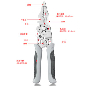 Pinheng 10 In 1 Multi Functional Wire <b>Stripper</b> Pliers Stainless Steel Electrical Tool For DIY <b>Wiring</b> Repair - Product Image 3