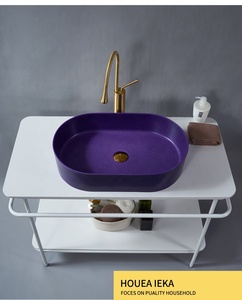<span class=keywords><strong>Lavabo</strong></span> da <span class=keywords><strong>Bagno</strong></span> per Hotel in Superficie Solida Naturale di Grande Dimensione Forma Ovale Viola - Product Image 4