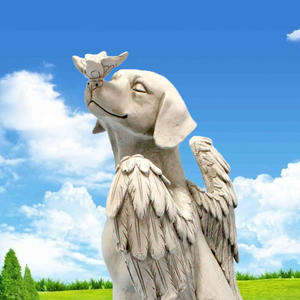 犬の天使の置物、記念品、庭、墓、記念碑、装飾、樹脂製の犬の像、天使の羽を持つ墓石、愛犬の喪失に。 - Product Image 3
