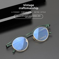 Lunettes unisexes en titane pur, monture ronde demi-cerclée, lunettes de lecture, anti-lumière bleue, légères, pour tous les jours