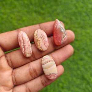 Lot de cabochons en rhodochrosite naturelle, 82 carats, 4 pièces, cristal rouge, pierre précieuse, exportateur OEM, fabricant Inde - Product Image 1