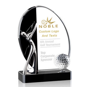 उच्च गुणवत्ता वाली धातु सोने की चांदी की गोल्फ आकृति क्रिस्टल आधार व्यापार उपहार खेल पुरस्कार एक ट्रॉफी में कस्टम बेस्पाई लोगो गोल्फ एक छेद - Product Image 2