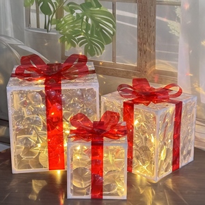 Boîte cadeau de Noël à <span class=keywords><strong>LED</strong></span>, décorative, fonctionnant sur piles, avec lumière à motif dimmable pour arbre de Noël, pelouse, festival, célébration, accessoire de décoration - Product Image 3