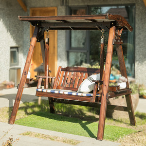 Balançoire personnalisée avec cadre en <span class=keywords><strong>bois</strong></span> de pin et chaînes suspendues pour le jardin et la cour - Product Image 2