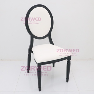 Sillas y Mesas de Banquete de Vinilo Blanco Apilables de Aluminio Negro de Lujo al por Mayor para Salones de Fiesta de Hotel Louis para Eventos de Boda - Product Image 3