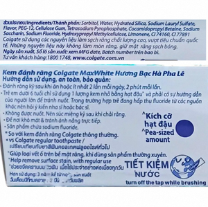 Dentifrice Colgate Max White Crystal pour une haleine fraîche, un blanchiment cristallin et une protection renforcée contre les caries - Product Image 6