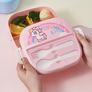 Boîte de séparation à <span class=keywords><strong>bento</strong></span> durable sans Bpa <span class=keywords><strong>Anime</strong></span> pour petit-déjeuner scolaire Conteneurs de stockage des aliments pour enfants et filles Boîte à lunch en plastique - Product Image 3