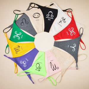 XS-3XL personnalisé Sexy femmes grande taille 12 signes du zodiaque Bikini T dos coton G String string culotte basse sous-vêtements de plage - Product Image 5