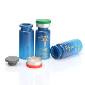 10毫升小瓶高品质旅行用便携式蓝色贴标机包装带橡胶盖的磨砂硼硅酸盐玻璃小瓶