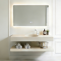 Lavabo double en pierre de quartz résistant aux rayures et aux taches, facile à nettoyer, en surface solide, durable et non absorbant pour salle de bain