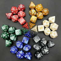 Jeu de dés polyédriques en acrylique 7 pièces, texture marbrée, couleurs vives, coins arrondis, idéal pour le mahjong et les loisirs intérieurs – Vente chaude