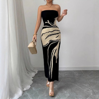 Robe longue d'été pour femme en viscose, style européen, imprimée, décolleté plongeant, coupe ajustée, sexy, élégante, vintage, décontractée, vente en gros
