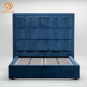 Letto di Design in Legno Massello di Lusso, Moderno Letto Imbottito <span class=keywords><strong>King</strong></span> <span class=keywords><strong>Size</strong></span> con Testiera Alta, Set Completo, Produzione e Vendita all'Ingrosso - Product Image 2