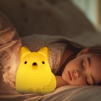 Lampe d'ambiance en silicone souple en forme de renard, à intensité variable, avec commande tactile USB, pour chambre à coucher, petite veilleuse personnalisable, lampe de chevet