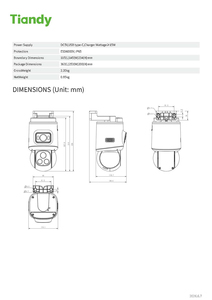 Caméra PT 4K Tiandy TD-H693C, communication bidirectionnelle, double vision nocturne couleur 4MP, alarme intelligente, suivi automatique, caméra Wi-Fi Tiandy 2.4G/5G - Product Image 3