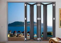 Ventana Plegable de Aluminio con Doble Acristalamiento, Apilamiento Horizontal, Insonorizada, Tamaño Personalizado para Balcón o Jardín