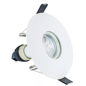 Downlight GU10 Évolutif IP65 à Conception Ouverte, Résistant au Feu, Rond, Nickel Satiné avec Protection Isolante pour Découpes de 70-100mm - Product Image 1