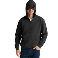 Sweat à capuche unisexe d'hiver avec fermeture éclair, masque pour les yeux intégré, porte-lunettes, doublure en polaire de coton, capuche personnalisée, broderie, respirant, décontracté