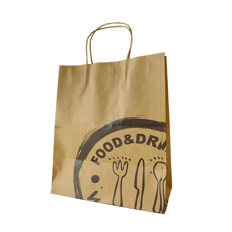 Paper Bag Thick Kraft Paper Handbag Catering Takeaway Packing Bag Kraft Paper Shopping Bag for Bakery