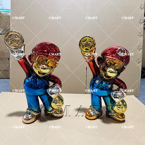 Ornements de maison en résine, Statue des frères Mario électroplaquée, Sculpture Pop Art <span class=keywords><strong>Monopoly</strong></span> Rich Man, Art Mario pour galerie, en vente - Product Image 6