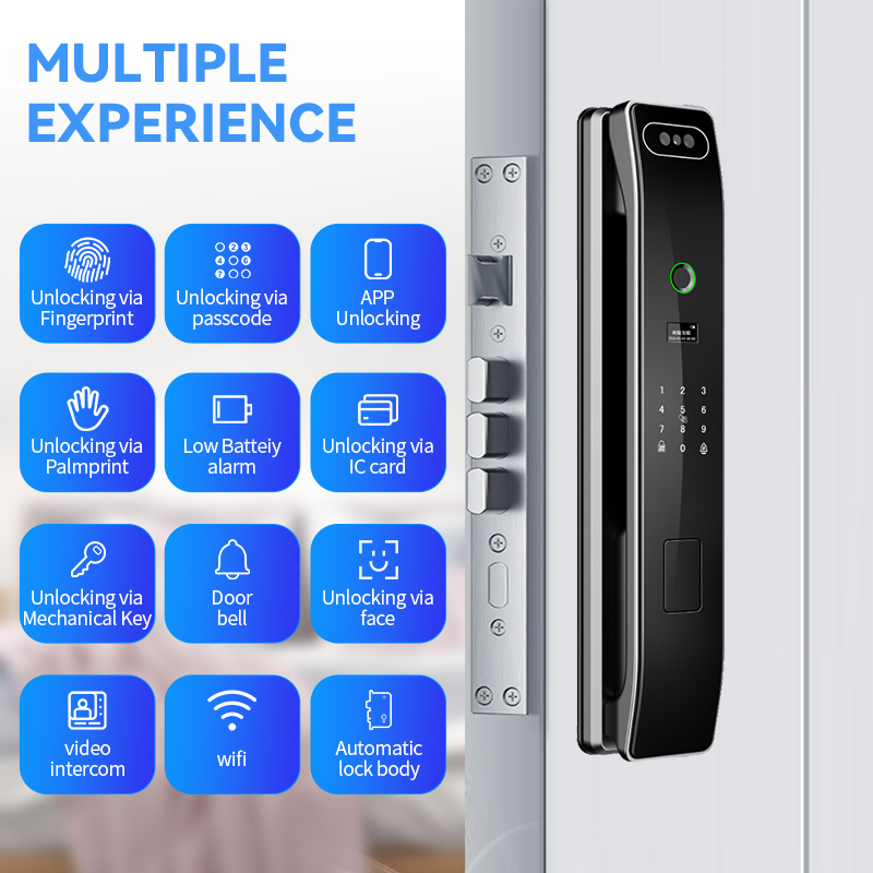 Creative Smart Door Lock Fingerprint Cat Eye Remote Video Digital Door Lock Card Unlock 3d Face Tuya Smart Door Lock with Camera · image 2
