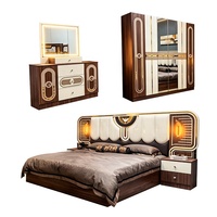 Ensemble de Lit Moderne en Cuir Double Luxe Taille King et Queen, Structure en Bois, Meuble de Chambre à Coucher Complet, Vente en Gros