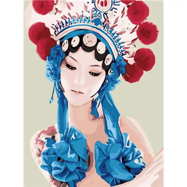 Pintura colgante decorativa por números Diy, pintura Digital al óleo con marco de la Opera china de Peking fino, Facebook, oferta de Amazon