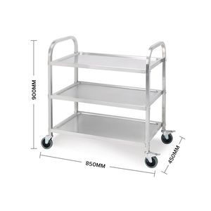 รถเข็น2X สแตนเลส3ชั้น85x45x90ซม. dB รถเข็นรับประทานอาหารอเนกประสงค์ขนาดกลาง - Product Image 4