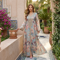 Abaya longue brodée en polyester pour femme, style décontracté, coupe ample, longueur ras du sol, idéale pour les mariages et les fêtes, anti-statique, Aïd