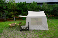 Tente de camping portable imperméable à double couche TOURUS pour toutes les saisons avec auvent de 8,1 mètres carrés et une chambre et un salon