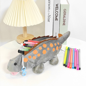 Schul briefpapier Box Benutzer definierte Dinosaurier Pelz Plüsch Bleistift Große Kapazität Lagerung Tier förmige Bleistift Taschen Mädchen Make-up Tasche - Product Image 6