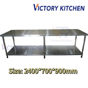 VICTORY KITCHEN Plan de travail de préparation alimentaire en acier inoxydable 304, conception à 6 pieds, finition polie, roulettes incluses, capacité de charge de 500 kg/m - Product Image 3