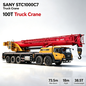 Grue mobile hydraulique d'occasion SANY STC1000C7 de 100 tonnes avec flèche principale de 73,5 m et flèche de rehaussement de 18 m, moteur Weichai, à vendre - Product Image 1