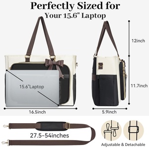 Sac à bandoulière structuré pour femmes de bureau OEM ODM, sacoche pour ordinateur portable 15,6 pouces, sacoche en nylon imperméable pour réunion d'affaires, voyage - Product Image 4