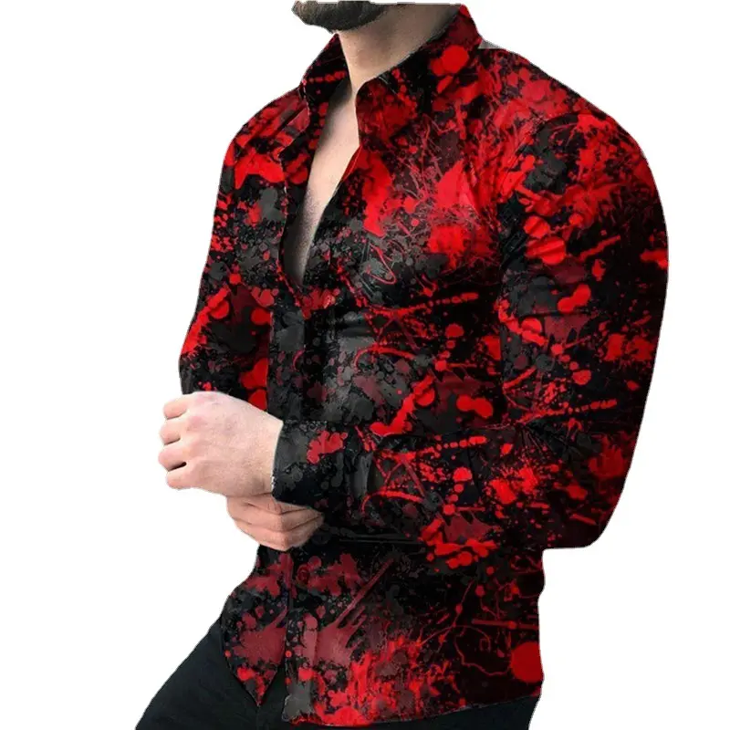 ड्रॉप शिपिंग स्वनिर्धारित रेशम स्लिम पुरुषों टी ड्रेस शर्ट आरामदायक कपड़े लंबी आस्तीन मुद्रण शर्ट के लिए पुरुषों के फैशन शर्ट