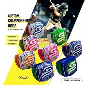 Anello Personalizzato del <span class=keywords><strong>Campionato</strong></span> Giovanile USSSA - Anello in Lega Multicolore per Campioni e Finalisti della Lega di Baseball - Product Image 1