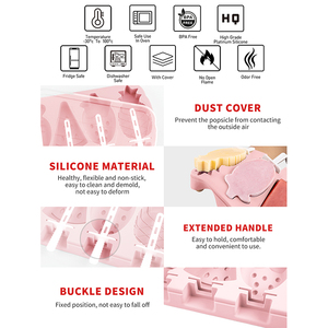 Nhà Bếp 4 Sâu Răng Hình Dạng Trái Cây <span class=keywords><strong>Silicone</strong></span> <span class=keywords><strong>Ice</strong></span> <span class=keywords><strong>Cube</strong></span> Khay Popsicle <span class=keywords><strong>Ice</strong></span> Cream Khuôn Với Gậy Và Nắp - Product Image 3