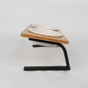 Gamelle double en mélamine de bambou pour chat et chien, surélevée, écologique, design moderne, solution d'alimentation pour animaux de compagnie - Product Image 2