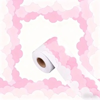 Autocollants adhésifs créatifs transfrontaliers roses style dessin animé motif nuage pour tableau d'affichage et décorations de tableau noir de classe