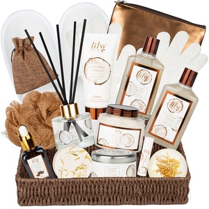 Vendita calda etichetta privata personalizzata bagno Spa Basket <span class=keywords><strong>Set</strong></span> regalo <span class=keywords><strong>Set</strong></span> da bagno con lozione bagno sale barba olio Shampoo Gel doccia donna - Product Image 5