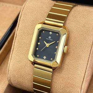 Waterproof golden steel band ladies' fashionable style student quartz <b>square</b> watch for women wristpiece - Product Image 5