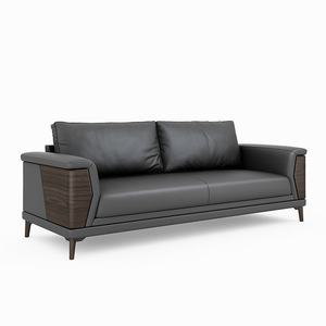 Sofá de Oficina Moderno de Cuero, Sofá Seccional para Recepción, Conjunto de Sofás para Jefes - Product Image 1