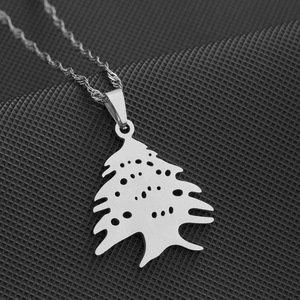Lebanon <strong>Map</strong> Cedar Tree Flag Pendant Necklace Stainless Steel Gold/Steel Color Men Women Ethnic Jewelry <strong>Gifts</strong> - Product Image 5