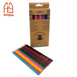 Индивидуальный дешевый набор карандашей 12 24 цветов, деревянные цветные карандаши для рисования в упаковке из крафт-бумаги, экологичный рекламный подарочный набор