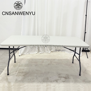 Wholesale <strong>Portable</strong> Outdoor Plastic Catering <strong>Table</strong> 180cm Rectangle White Cheap Dinner Folding <strong>Table</strong> for Wedding Event - Product Image 4