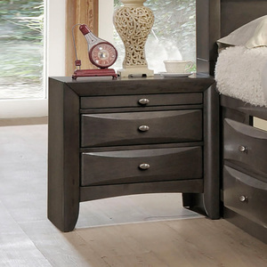 Contemporary1pc Solid Wood Nightstand <b>Bedside</b> Table with Knob Pulls and 2 Drawers for Hotel Apartment Bedroom - Product Image 1