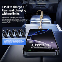 Câble de chargeur de voiture rétractable 240W 4-en-1 multi-interface USB-A vers Type-C avec charge rapide PD pour utilisation automobile et transfert de données